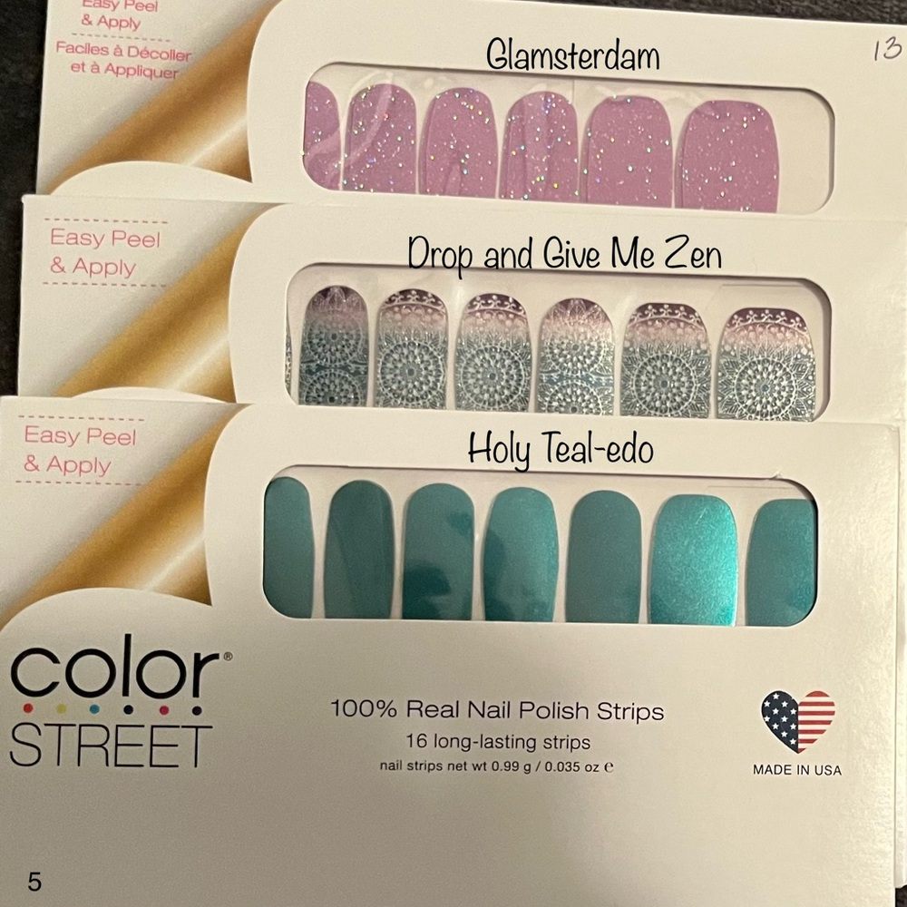 NWT 3 Retired Color Street Nail Polish Strips!